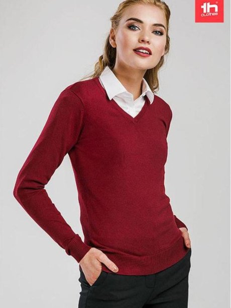 TH Clothes Milan Women's Knitted Sweater With V-Neck 