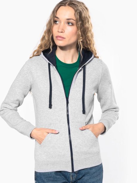 Kariban Contrast Hooded Full Zip Sweatshirt